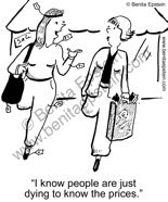 women shopping price tags clothes cartoon 1292